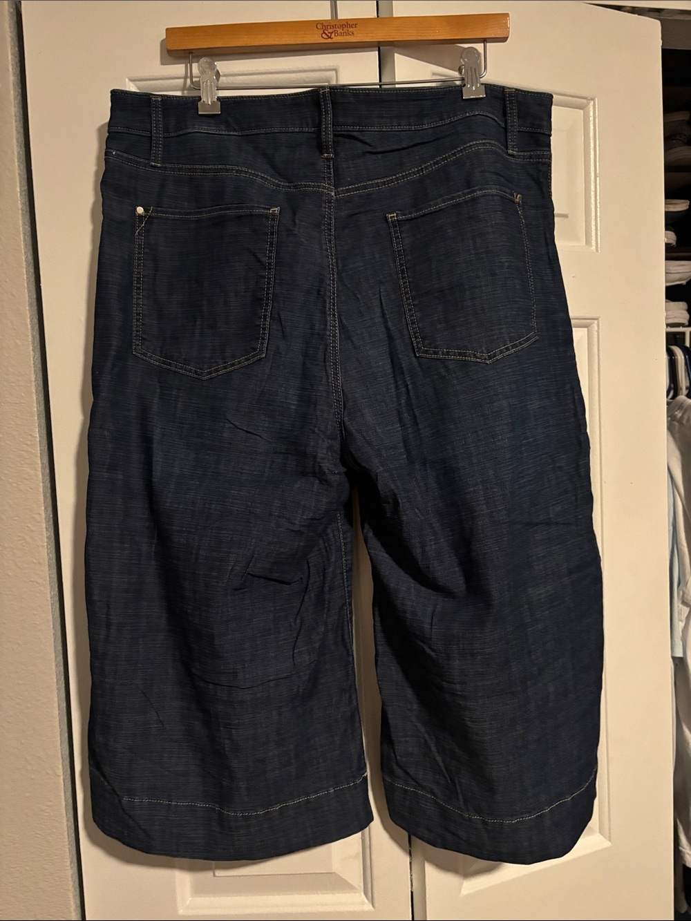 Chico's Dark Indigo Wide-Leg Denim Culottes - Picture 7 of 9